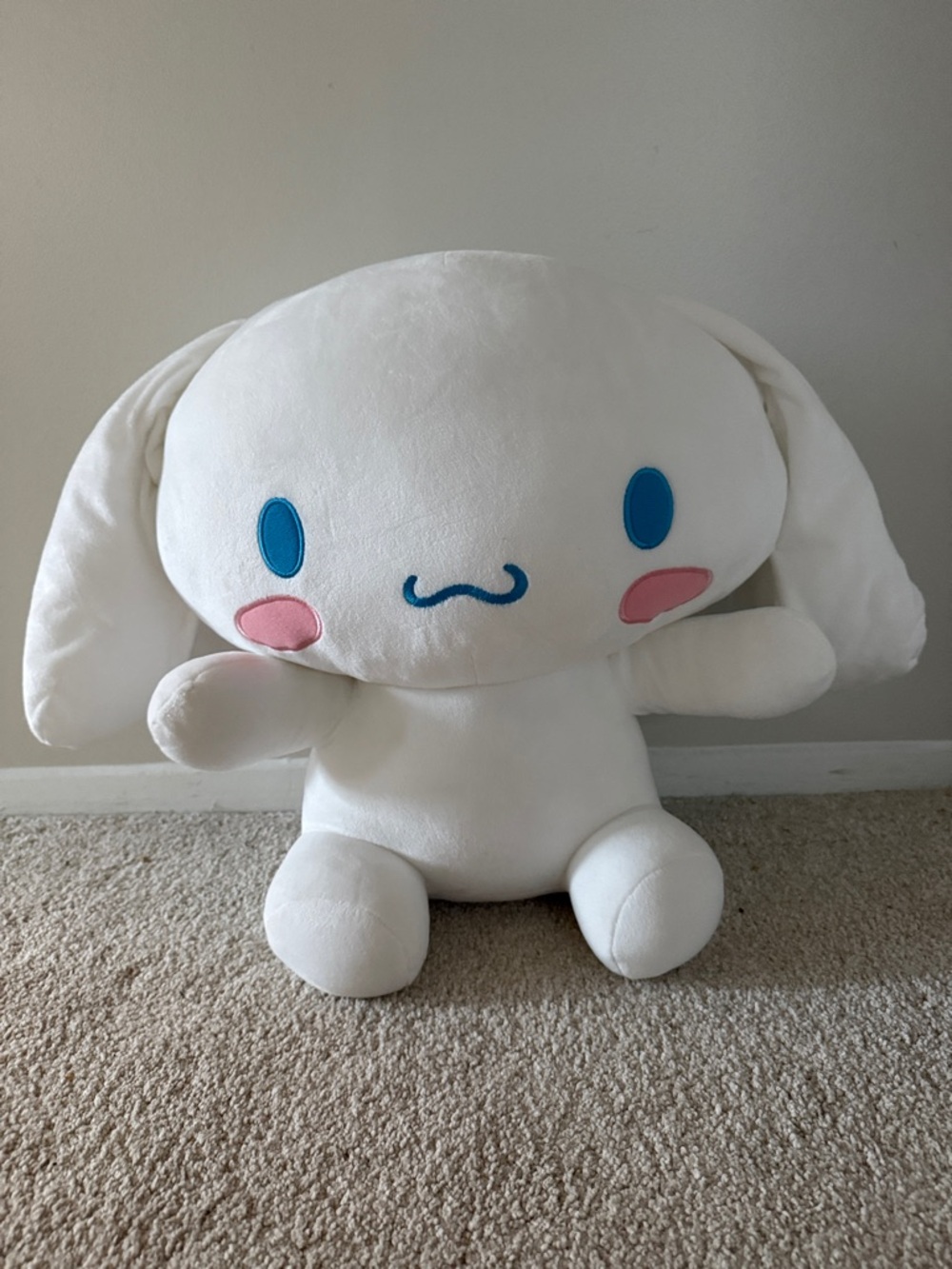 Sanrio Cinnamoroll Plush in White with Blue Eyes and Pink Cheeks